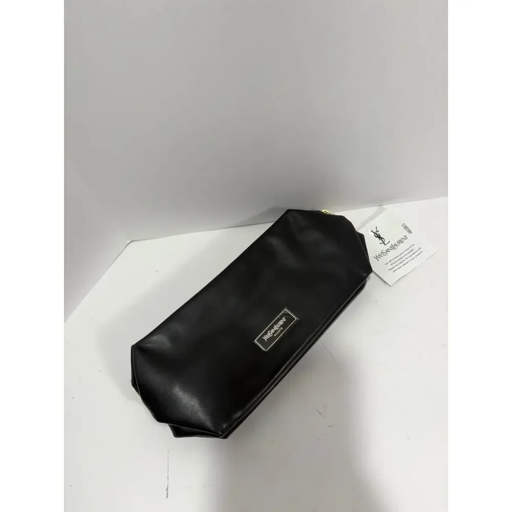 Yves Saint Laurent YSL Beaute Vintage Bag Beauty Cosmetics Zip Pouch Black W Tag - Picture 2 of 7